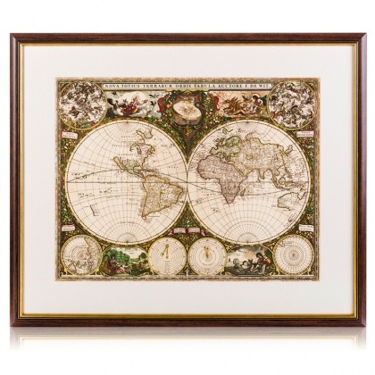 Reprodukcja mapy świata z 1660 roku
